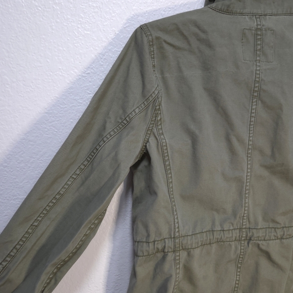 Madewell Cinched Waist Jacket Olive Green Canvas Zip Up Pockets Size Large - Picture 8 of 16